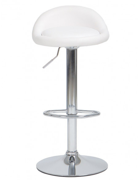 Taburete ALIVERI, cromado, similpiel blanca