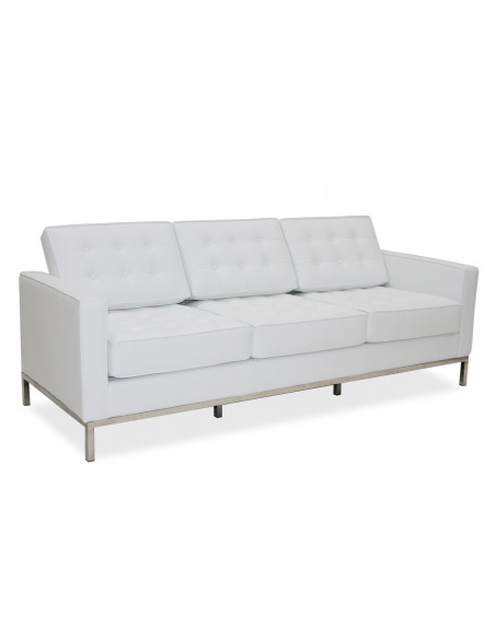 Sofá FLOR (T), 3 plazas, similpiel blanca