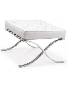 Ottoman BARNA (T), acero inoxidable, piel top blanca