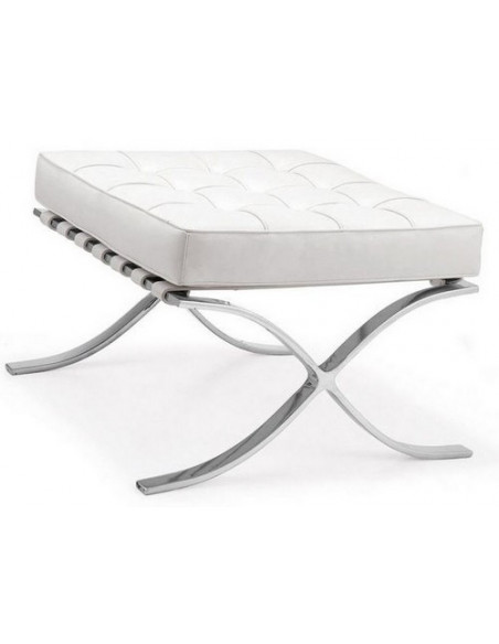 Ottoman BARNA (T), acero inoxidable, piel top blanca