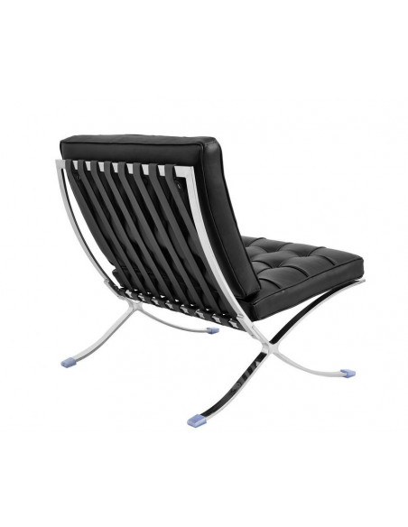 Silla BARNA (T), diseño, acero inoxidable, similpiel negra