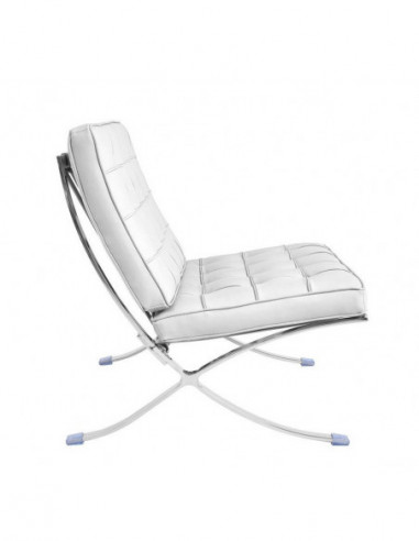 Silla BARNA (T), diseño, acero inoxidable, similpiel blanca