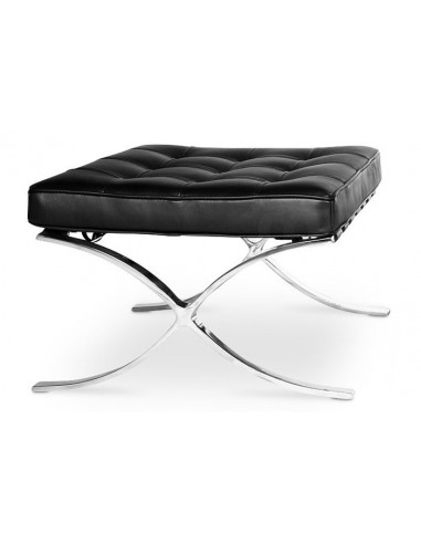 Ottoman BARNA (T), acero inoxidable, similpiel negra