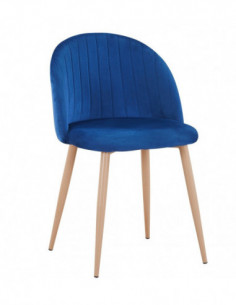Silla VELVET NEW, patas metálicas, terciopelo azul 64