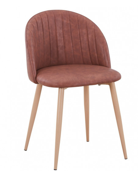 Silla VELVET NEW, patas metálicas, similpiel vintage cuero 3-2