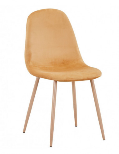 Silla EPOQUE NEW, patas metálicas, terciopelo amarillo mostaza 42