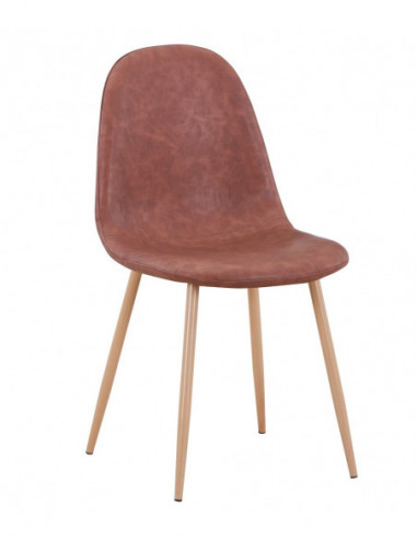 Silla EPOQUE NEW, patas metálicas, similpiel vintage cuero 3-2