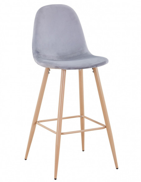 Taburete EPOQUE NEW, patas metálicas, terciopelo gris 19