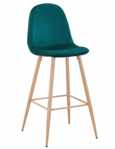 Taburete EPOQUE NEW, patas metálicas, terciopelo verde 56