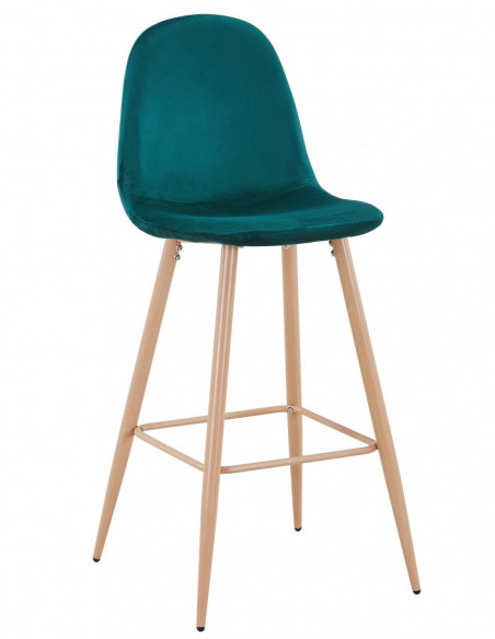 Taburete EPOQUE NEW, patas metálicas, terciopelo verde 56