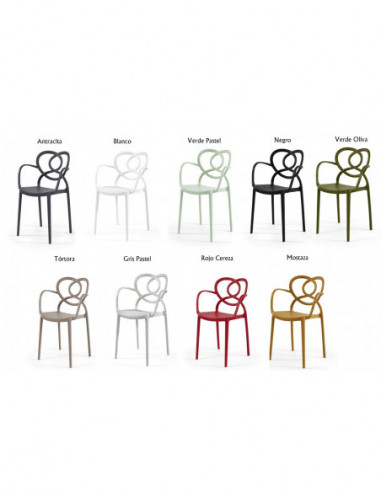 Sillón LOVE, apilable,  polipropileno antracita