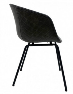 Sillón MISSOURI, metal, similpiel negra