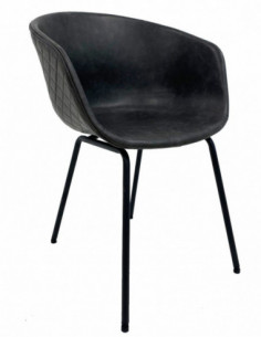 Sillón MISSOURI, metal, similpiel negra 2