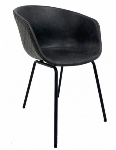 Sillón MISSOURI, metal, similpiel negra