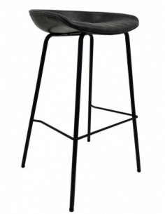 Taburete MISSOURI, metal, similpiel negra