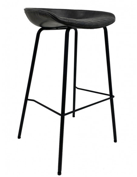 Taburete MISSOURI, metal, similpiel negra