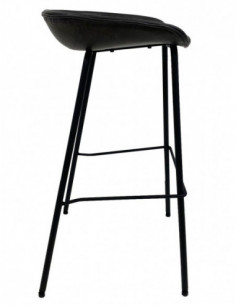 Taburete MISSOURI, metal, similpiel negra 2