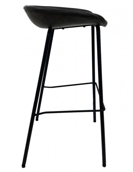 Taburete MISSOURI, metal, similpiel negra