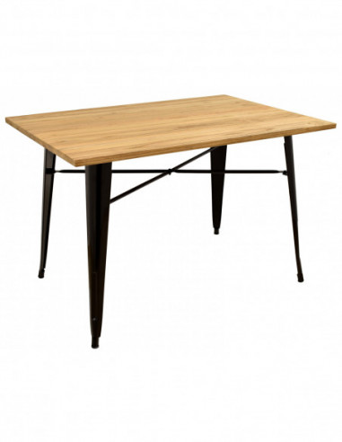 Mesa TOL, acero, negra, madera, 160x80 cms