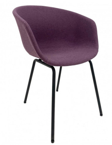 Sillón KIEL, metal, tapizado tejido rosa