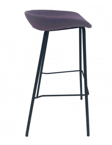 Taburete KIEL, metal, tapizado tejido rosa