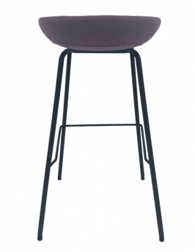 Taburete KIEL, metal, tapizado tejido rosa