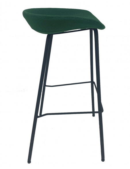 Taburete KIEL, metal, tapizado tejido verde