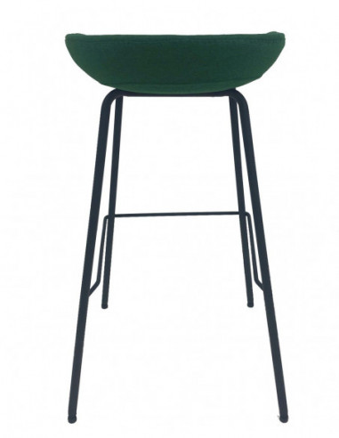 Taburete KIEL, metal, tapizado tejido verde