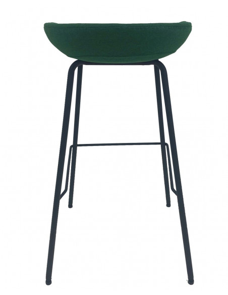 Taburete KIEL, metal, tapizado tejido verde