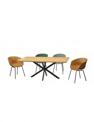Mesa SORRENTO 180, metal, negro, tapa decor,180...