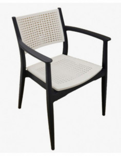 Sillón MILTON, apilable, polipropileno antracita y blanco