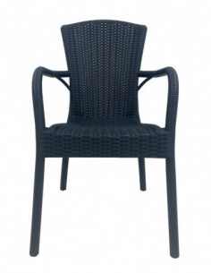 Sillón NESTOR, apilable, polipropileno antracita 2