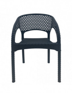 Sillón CALVIN, apilable, polipropileno antracita 2