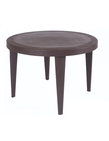 Mesa KATIA, polipropileno marrón chocolate, 110 cms de diámetro