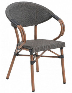 Sillón NERJA, apilable, aluminio, teslin marrón