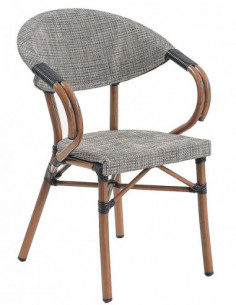 Sillón NERJA, apilable, aluminio, teslin gris bronce