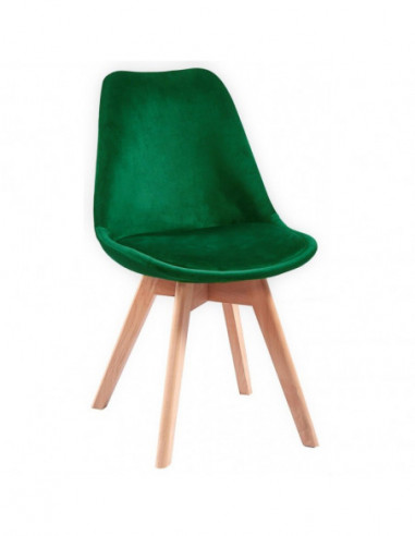 Silla TORRE VELVET, madera, carcasa y cojín velvet verde oscuro