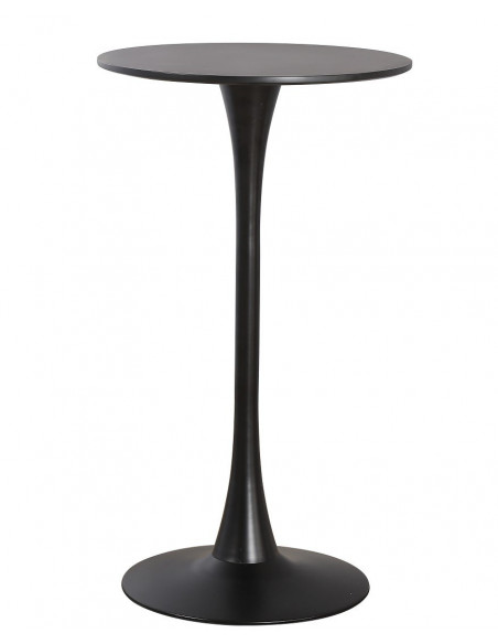 Mesa TUL, alta, metal, negra, tapa negra de 60 cms de diámetro