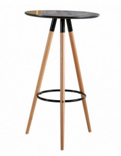 Mesa OTILIA NEW, alta, madera, tapa negra de 60 cms de...