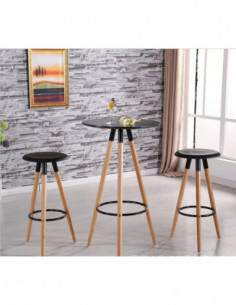 Mesa OTILIA NEW, alta, madera, tapa negra de 60 cms de... 2