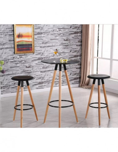 Mesa OTILIA NEW, alta, madera, tapa negra de 60...