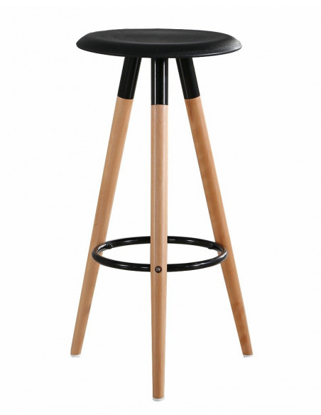 Taburete OTILIO NEW, madera, polipropileno negro