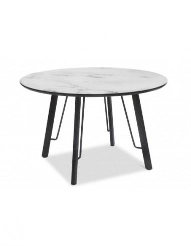 Mesa BIAGIO, metal, tapa DM imitación mármol, 120 cms de diámetro