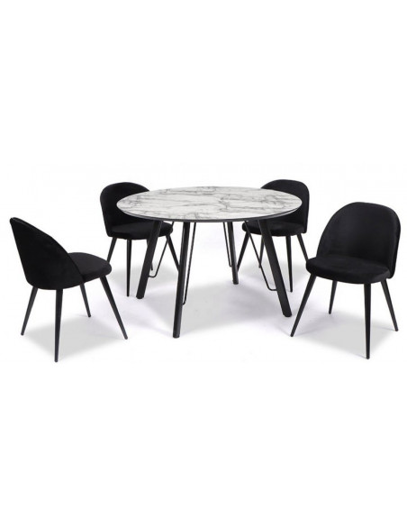 Mesa BIAGIO, metal, tapa DM imitación mármol, 120 cms de diámetro