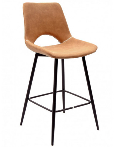 Taburete ANTIBES NEW, metal, similpiel marrón...