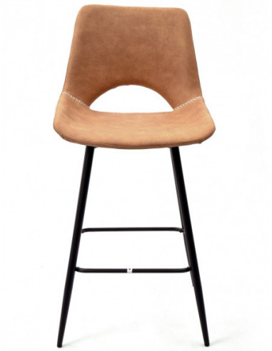 Taburete ANTIBES NEW, metal, similpiel marrón...
