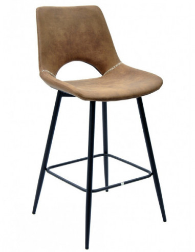 Taburete ANTIBES NEW, metal, similpiel marrón...