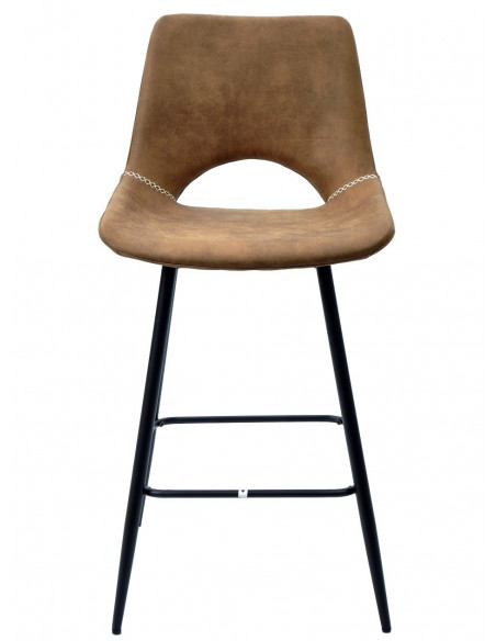 Taburete ANTIBES NEW, metal, similpiel marrón oscuro