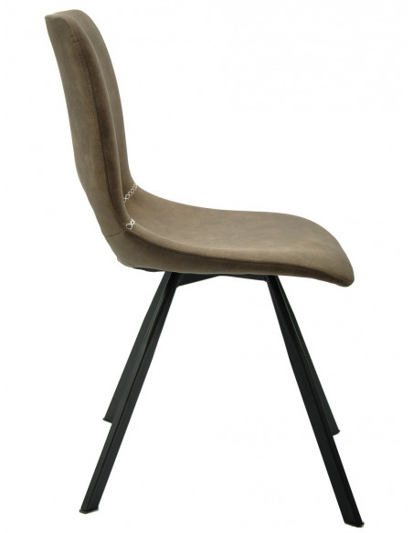 Silla ANTIBES NEW, metal, similpiel marrón oscuro