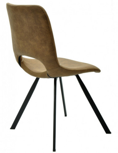 Silla ANTIBES NEW, metal, similpiel marrón oscuro